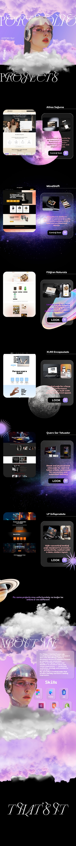 Screenshot do portfólio anterior