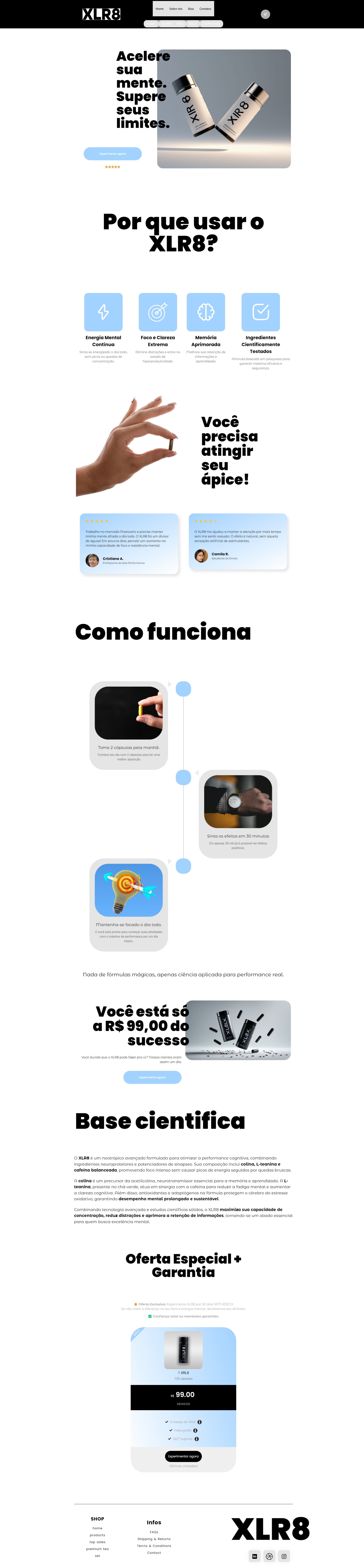Screenshot da página de produto da XLE8