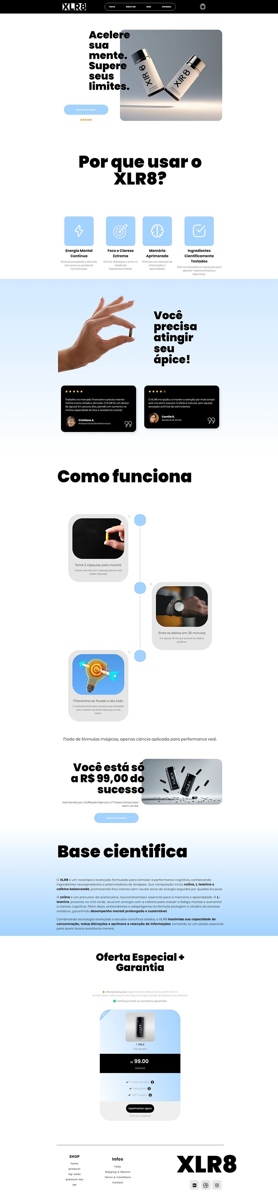 Screenshot da página de produto da XLR8